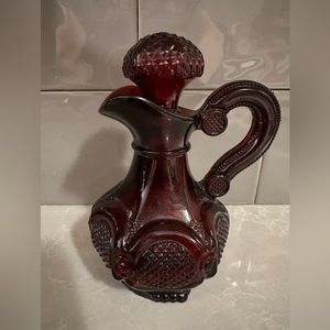 Avon 1876 Ruby Red Cape Cod Cruet Vintage Glass Bottle With Stopper
